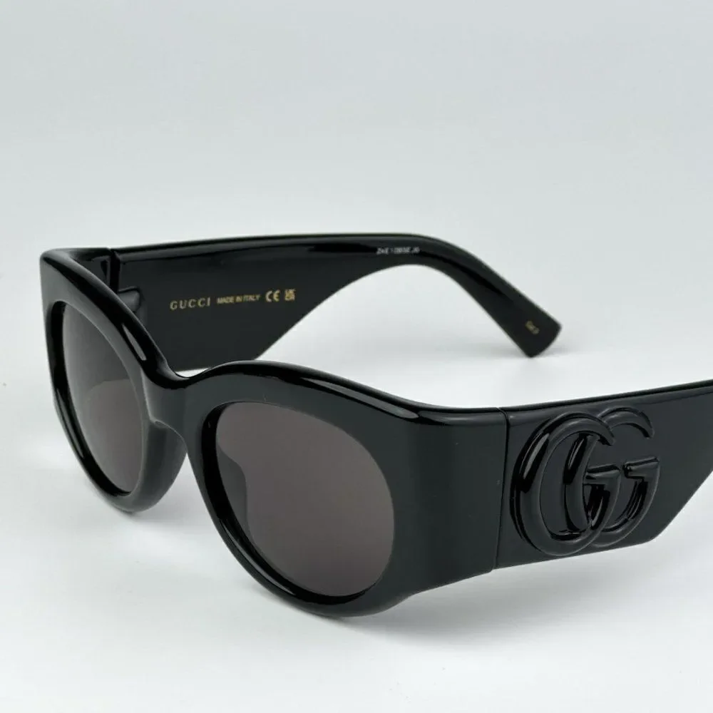 NEW Gucci GG1544S 001 Black Grey Unisex Oval Sunglasses GG 1544S
